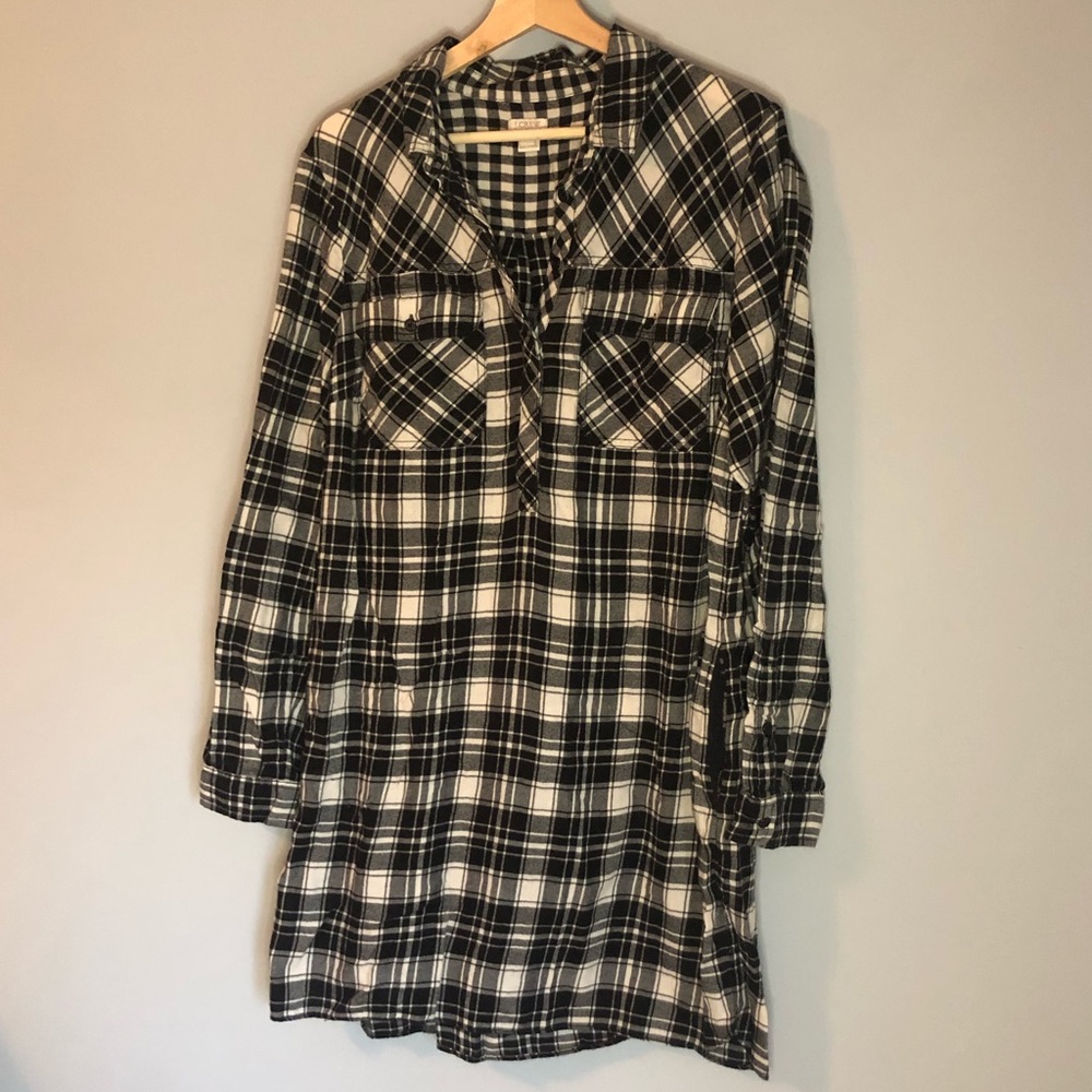 J. Crew Black & White Plaid Flannel Tunic/Dress